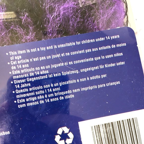 Dreadlock Party Purple & Blk Wig  NWT NOS VTG - Picture 6 of 8